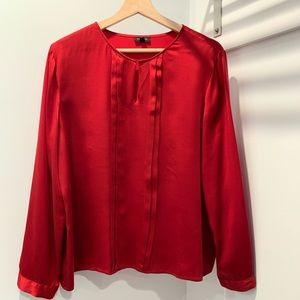 Talbots red pleated silk blouse 16P